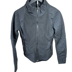 Black Athleta Quilted Sleeve Zip-Front Jacket